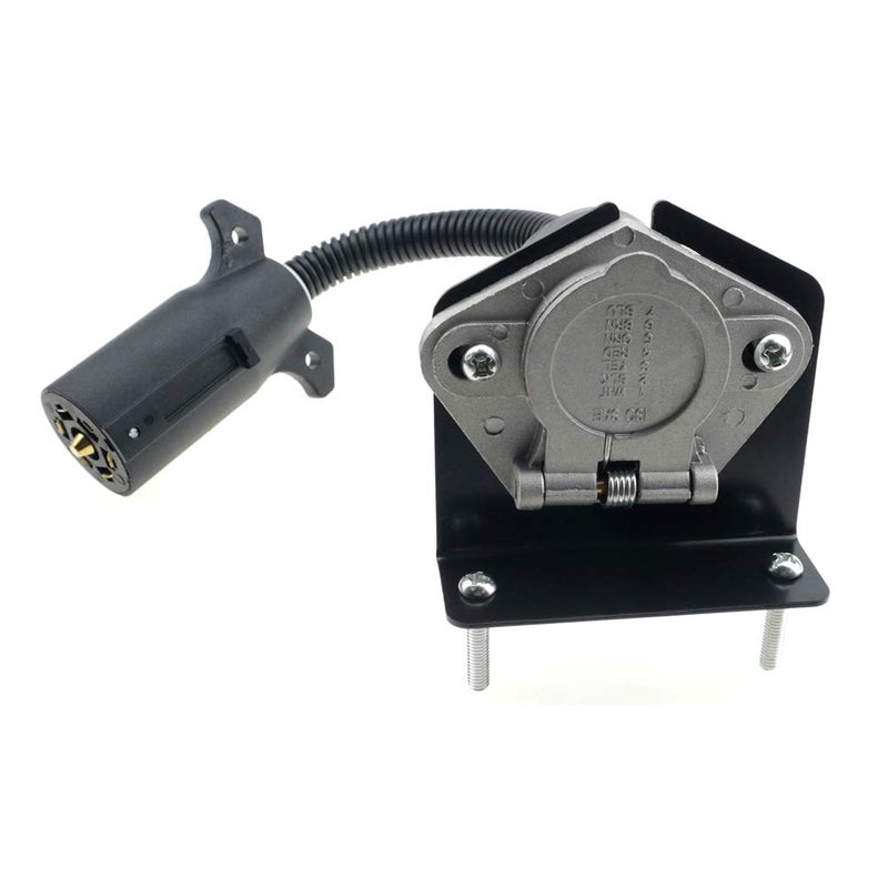 ANTO 7 RV Blade to 7 Pole Round RV Trailer Plug Wire Harness Electrical Quick Converter Adapter with Connector Socket Mounting Bracket - Image 2